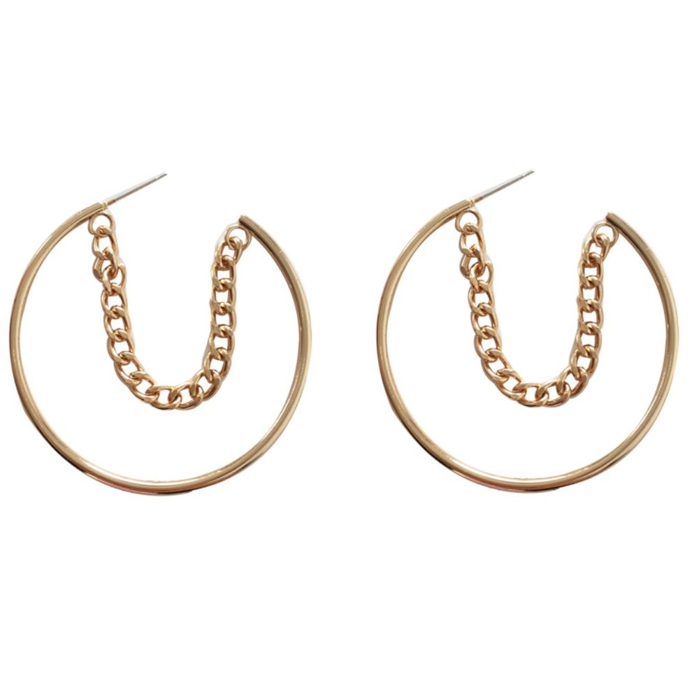 💙Minimalistic Chain Hoops Earrings - Picture 8 of 14